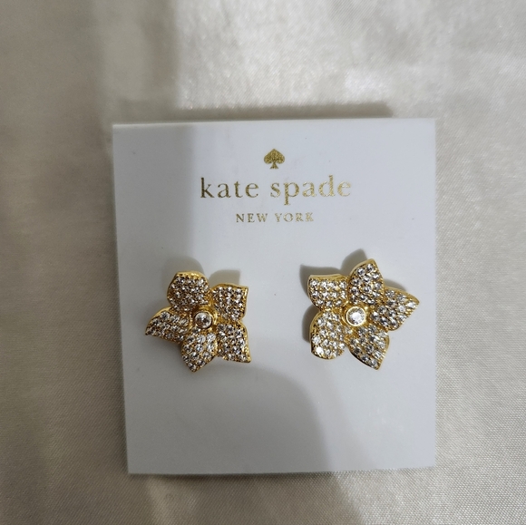New Kate Spade Blooming Gold Pave Flower Stud Earrings & Necklace - Picture 6 of 6